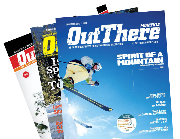 Stack of Out There Outdoors Magazines.