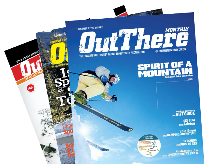 Stack of Out There Outdoors Magazines.