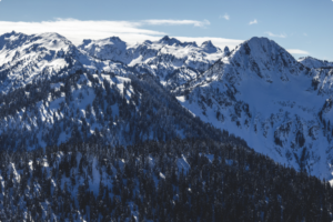 Rocky mountain range from a distance.